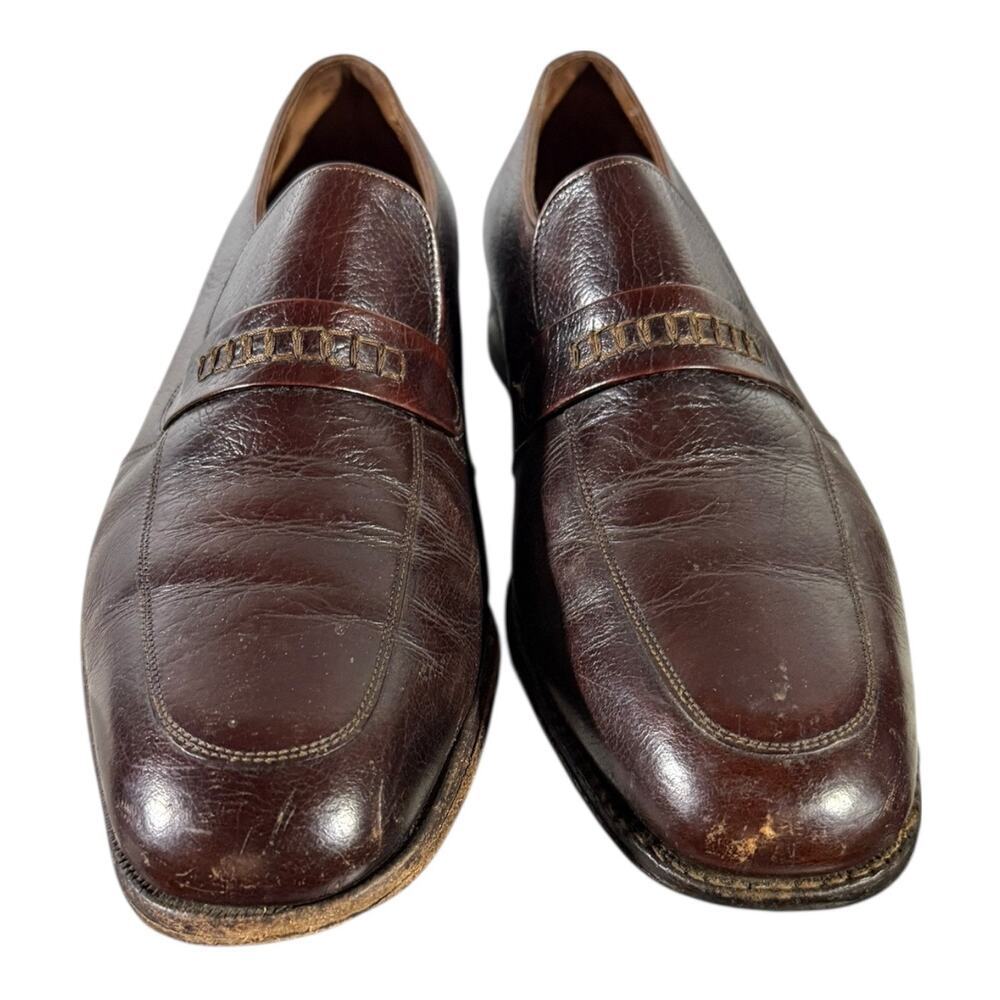 Florsheim Brown Leather Slip-On Dress Shoes Men’s 10D Classic Loafers 765334 - Picture 3 of 8